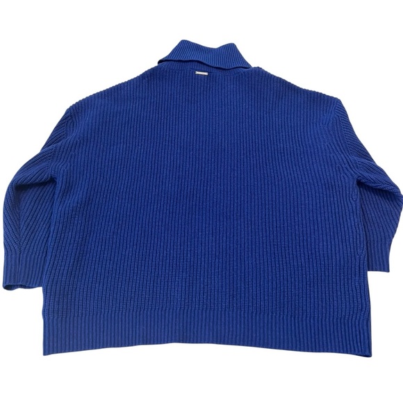 Michael Kors Women’s XL Thick Knit Turtleneck Sweater — Royal Blue Oversized - Picture 5 of 6